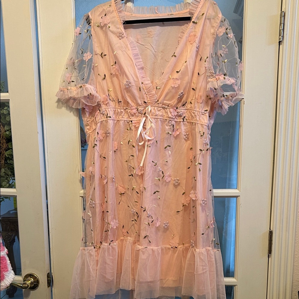 NEW SHEIN Pink Floral Mini Dress